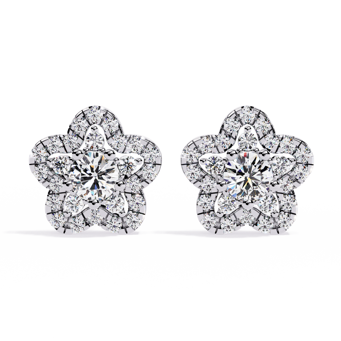 Floral Lab Grown Diamond Stud Earrings