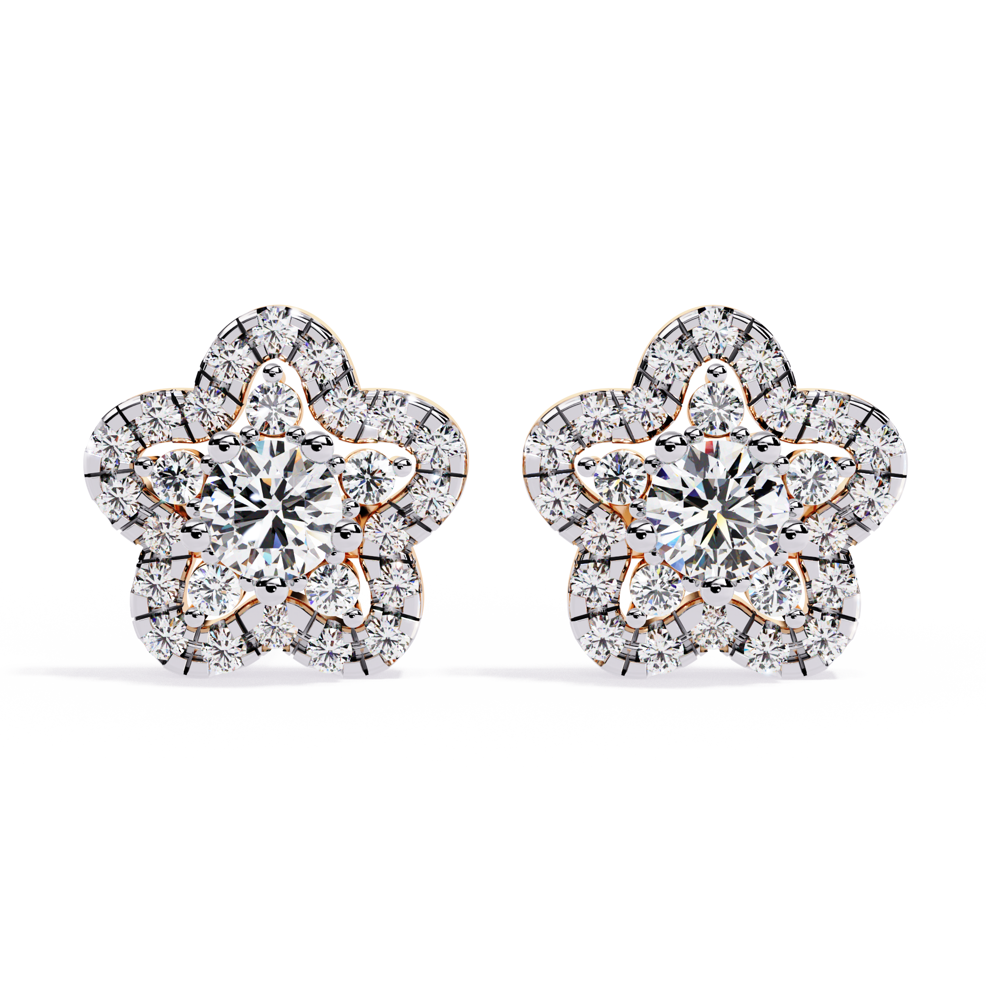 Floral Lab Grown Diamond Stud Earrings