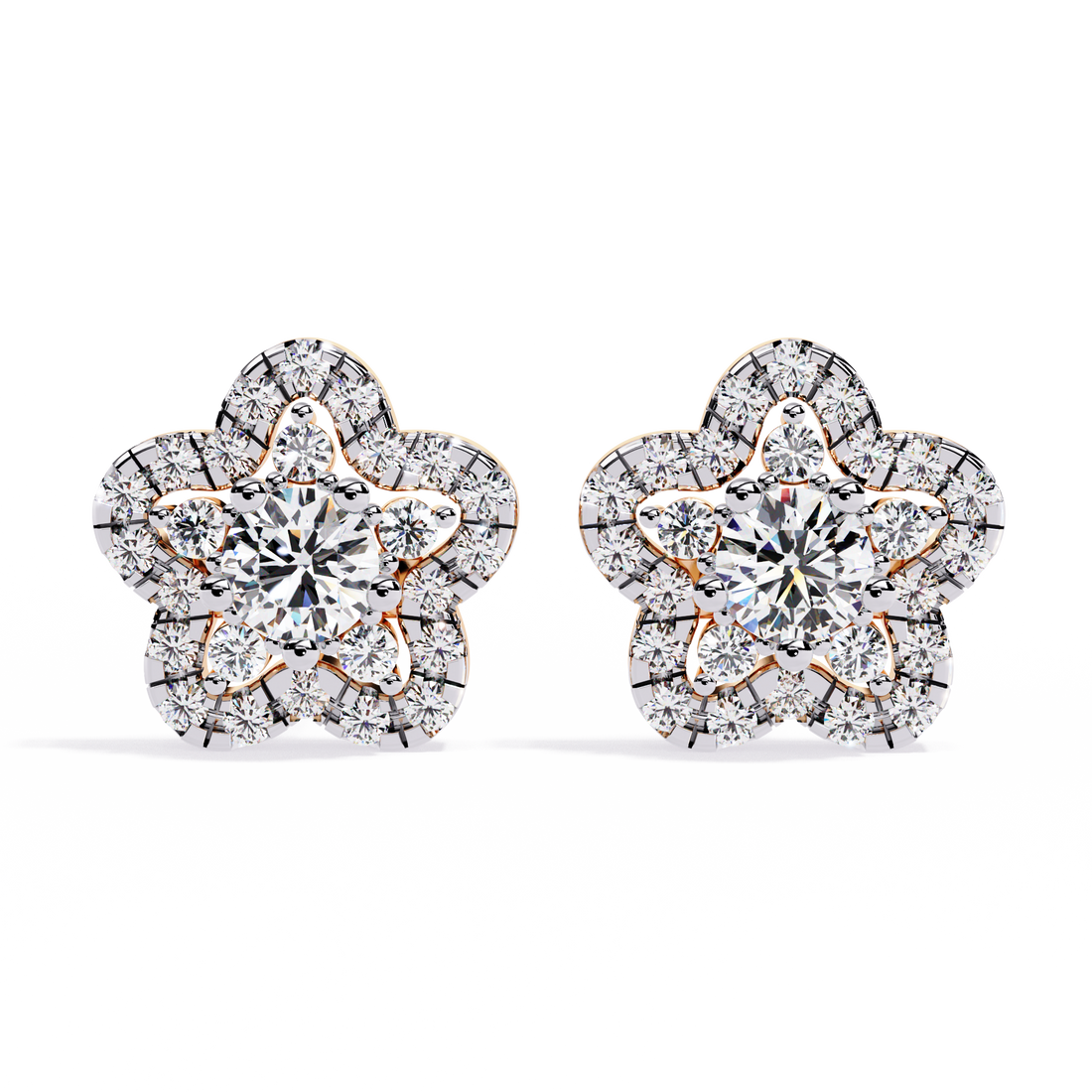 Floral Lab Grown Diamond Stud Earrings