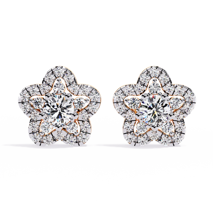 Floral Lab Grown Diamond Stud Earrings