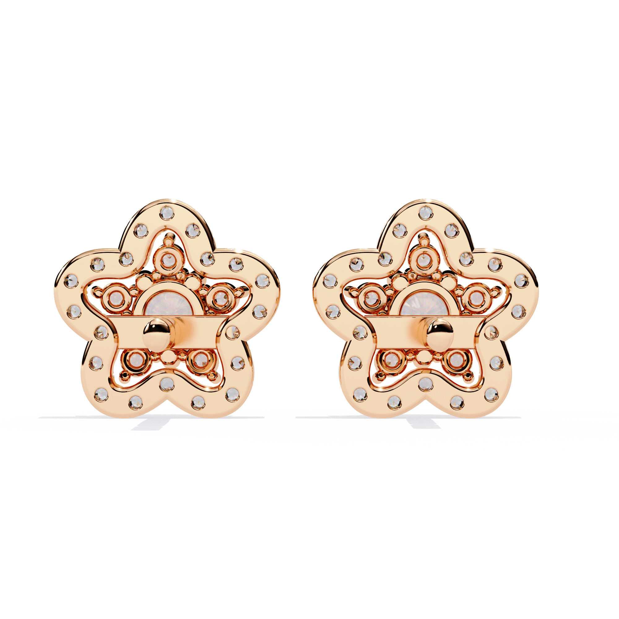 Floral Lab Grown Diamond Stud Earrings