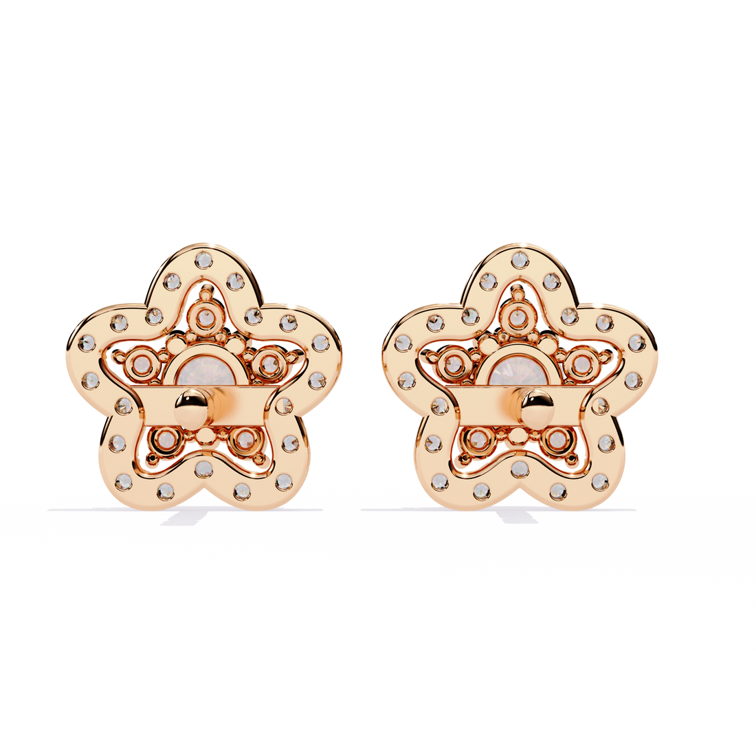 Floral Lab Grown Diamond Stud Earrings