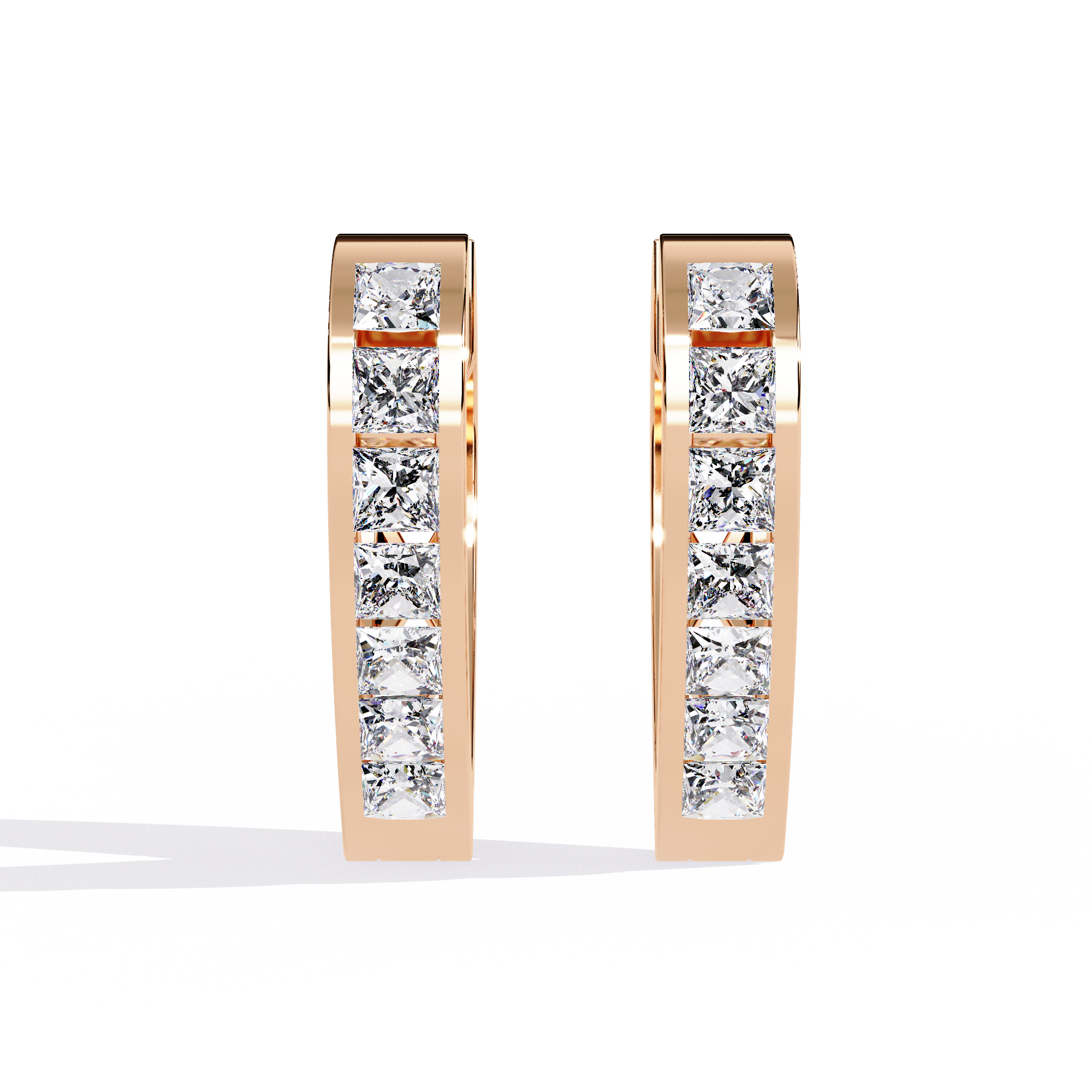 Princess Cut Lab Diamond Hoop Earrings