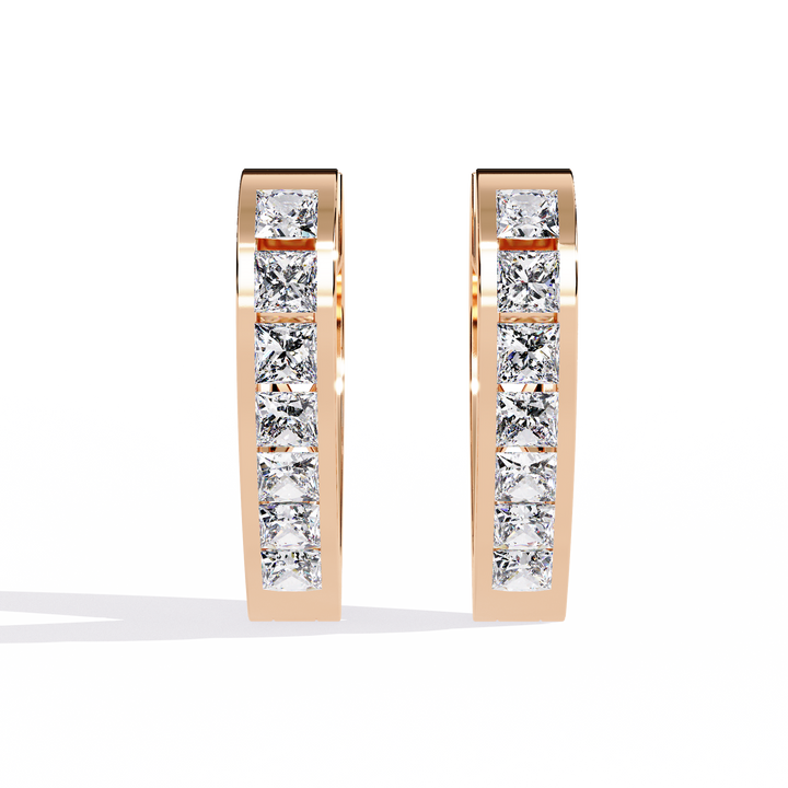 Princess Cut Lab Diamond Hoop Earrings