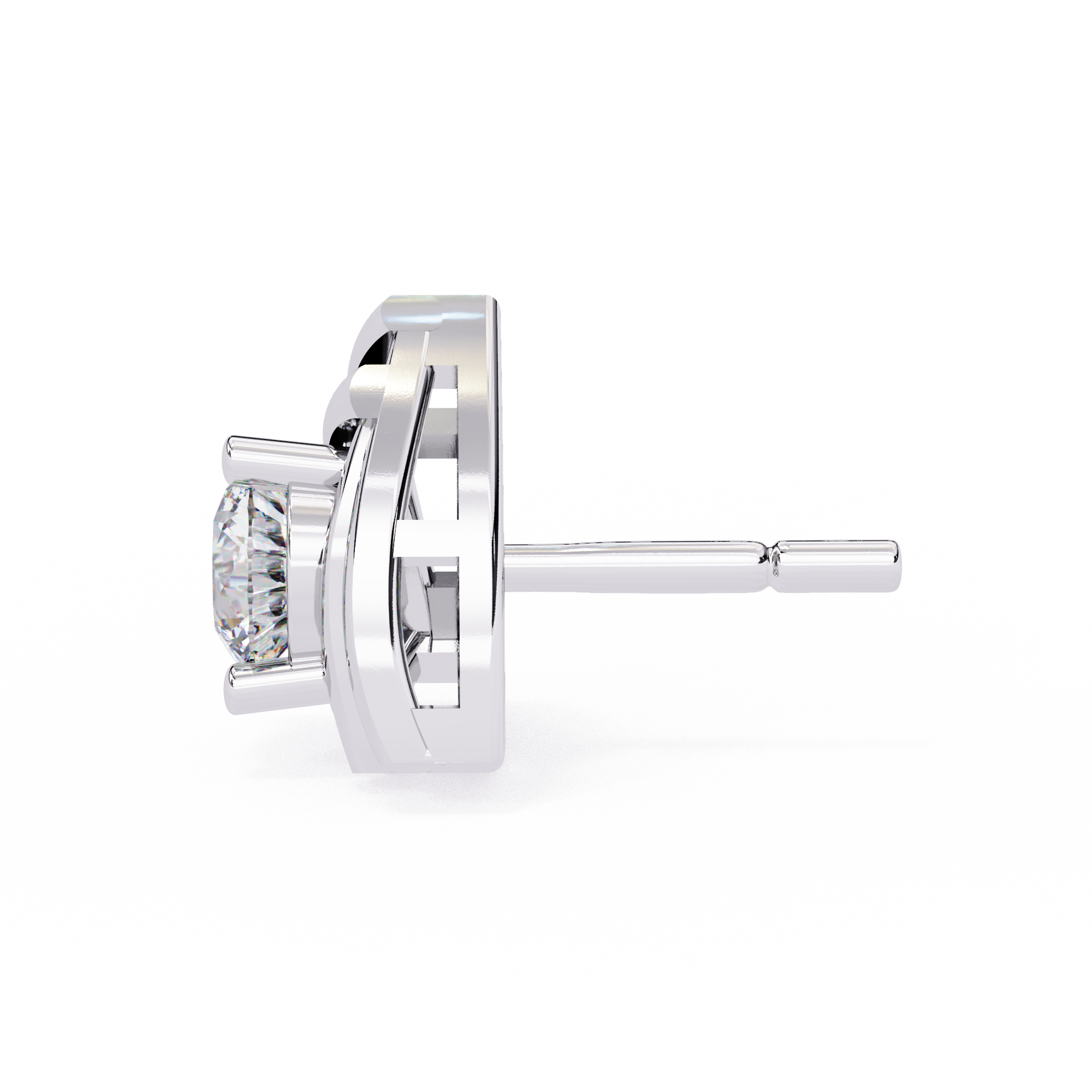 Triangle Gold Stud Earrings Lab Grown Round Cut Diamond