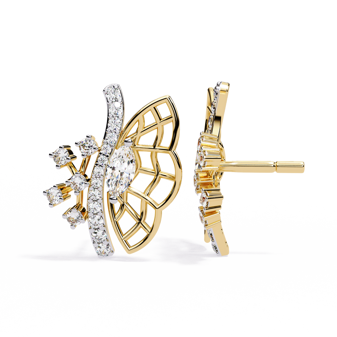 Butterfly lab Grown Diamond Stud Earrings