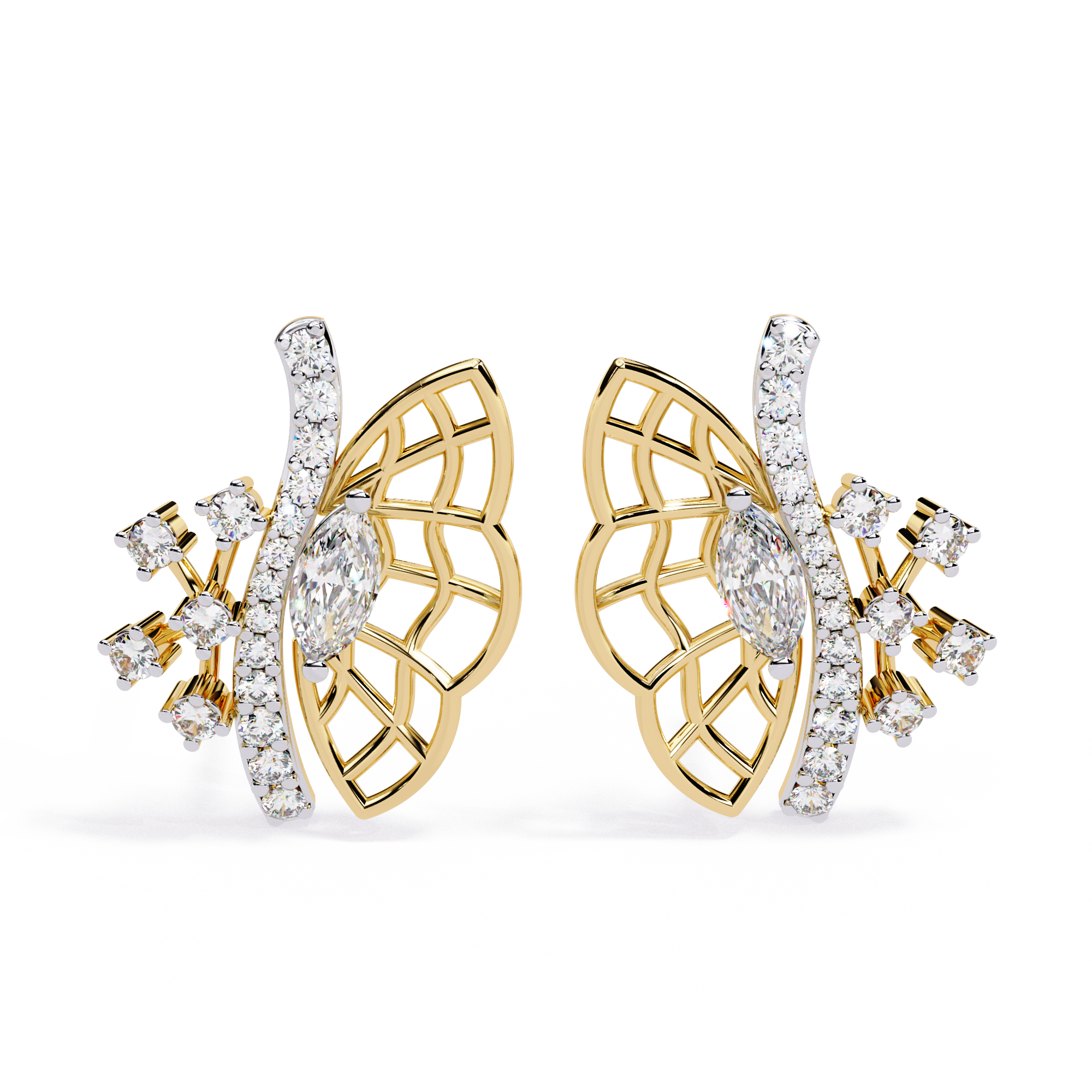 Butterfly lab Grown Diamond Stud Earrings