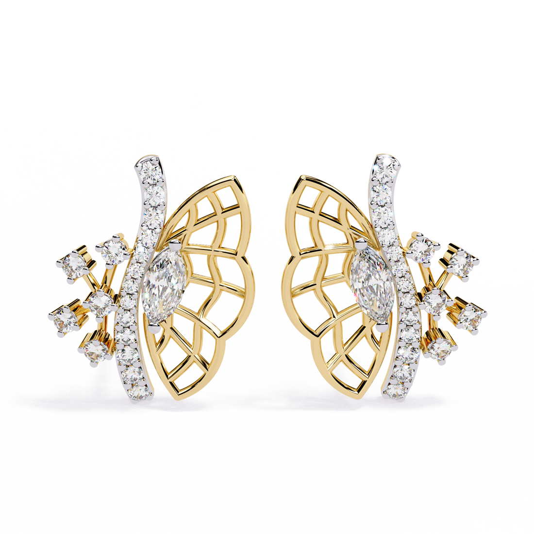 Butterfly lab Grown Diamond Stud Earrings