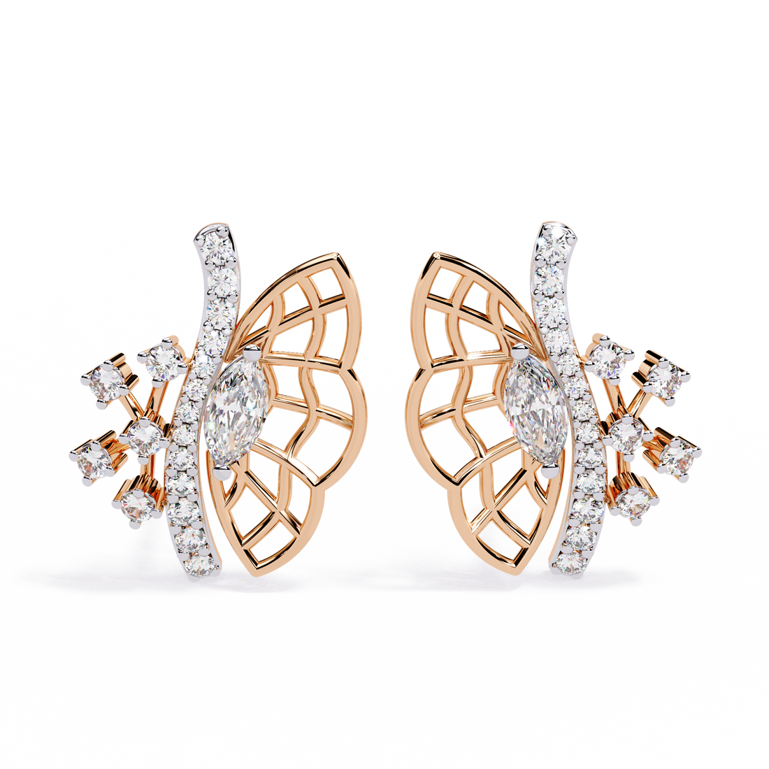 Butterfly lab Grown Diamond Stud Earrings