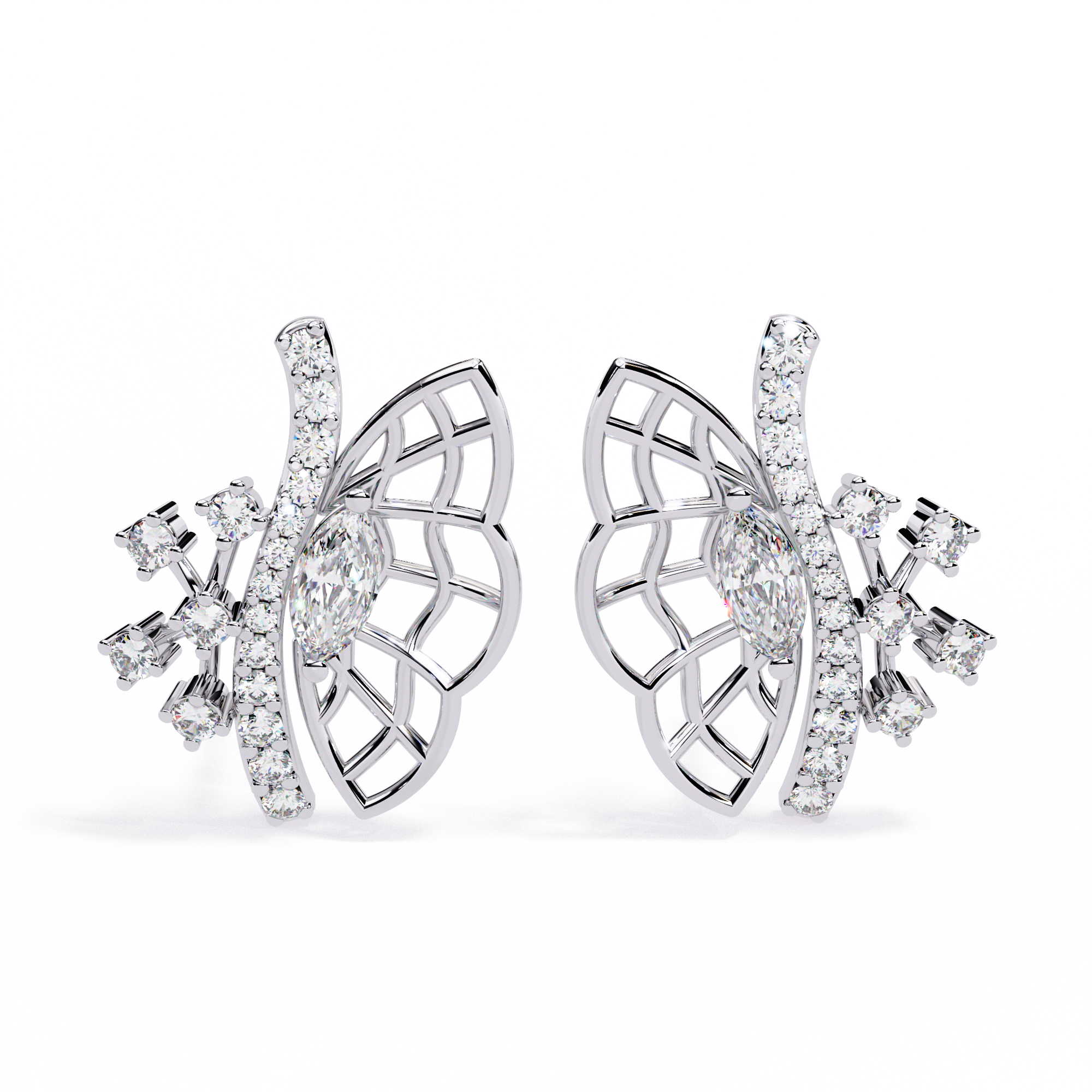 Butterfly lab Grown Diamond Stud Earrings