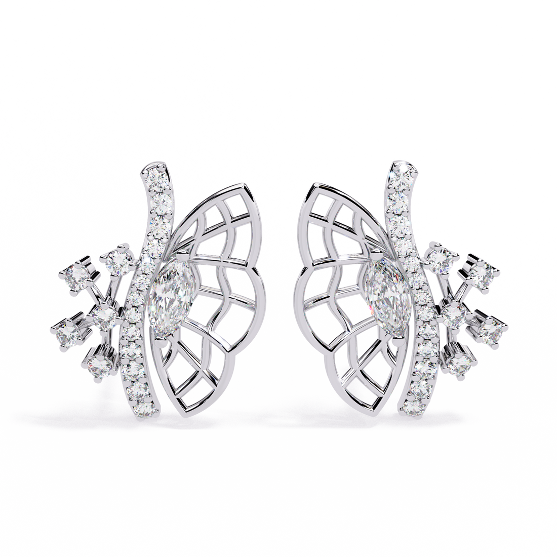 Butterfly lab Grown Diamond Stud Earrings