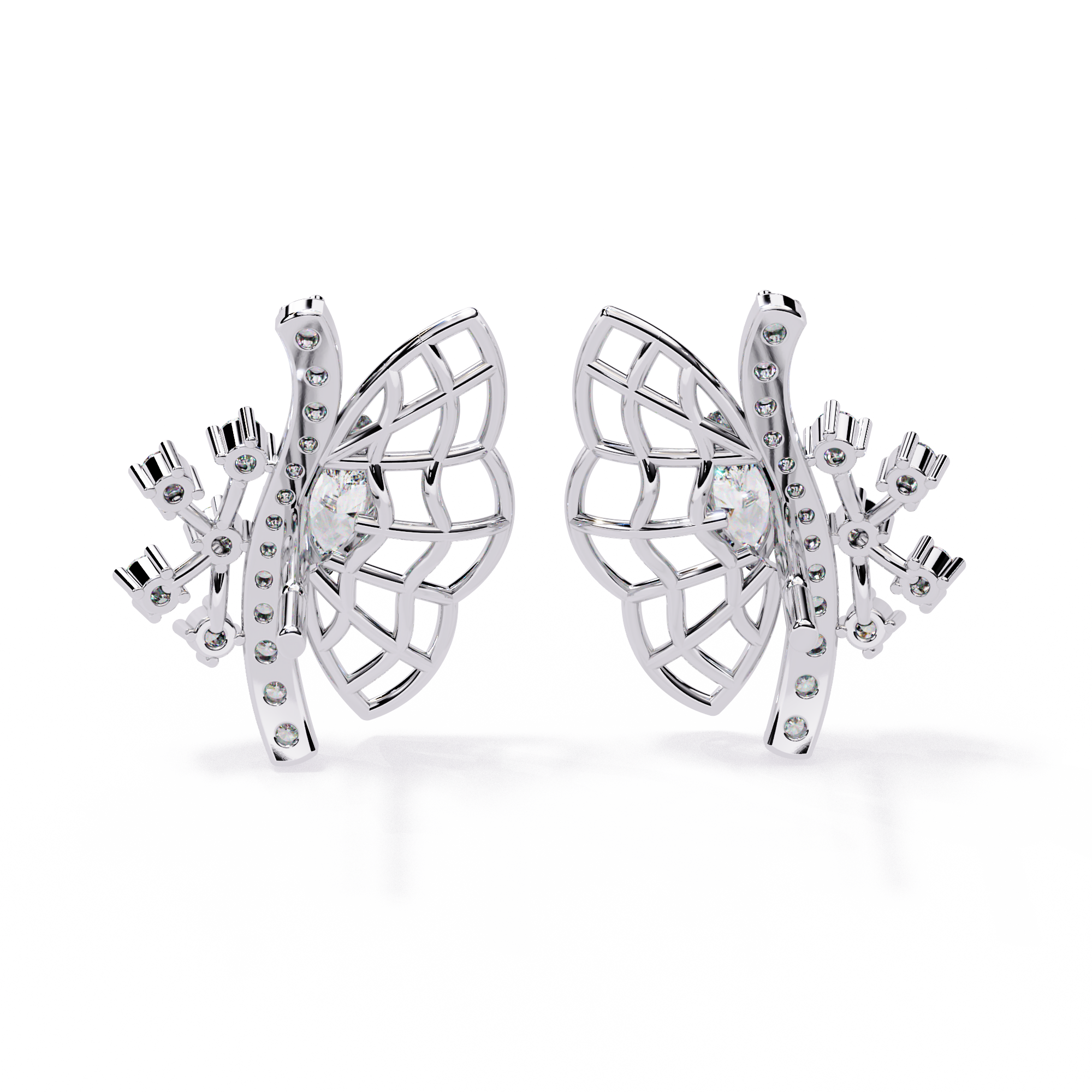 Butterfly lab Grown Diamond Stud Earrings