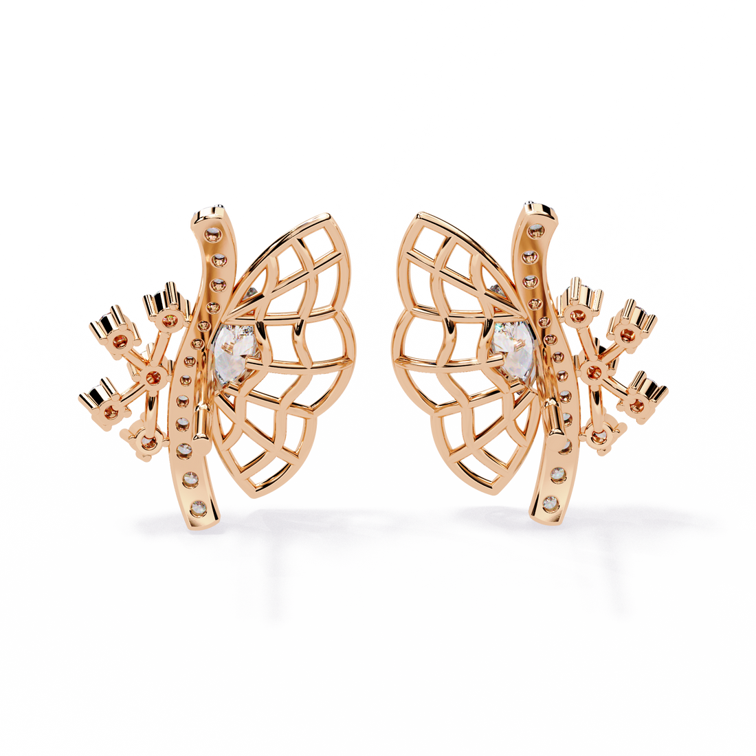 Butterfly lab Grown Diamond Stud Earrings