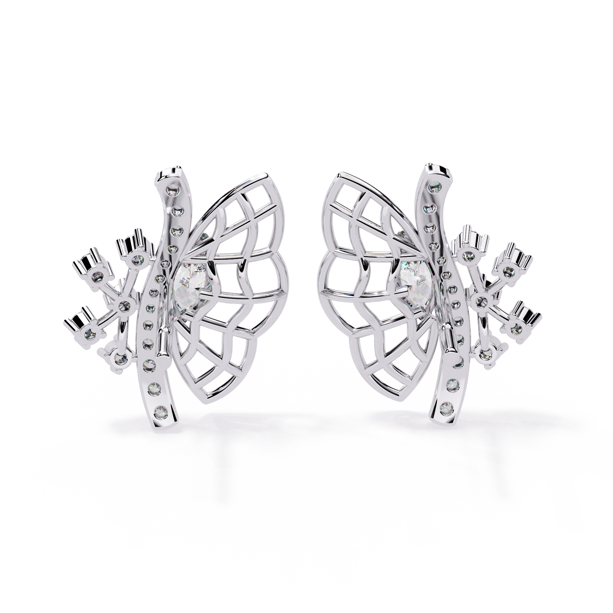Butterfly lab Grown Diamond Stud Earrings