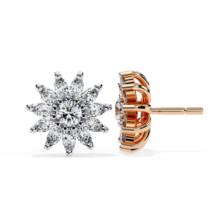 Lab Grown Marquise and Round Cut Cluster Earrings