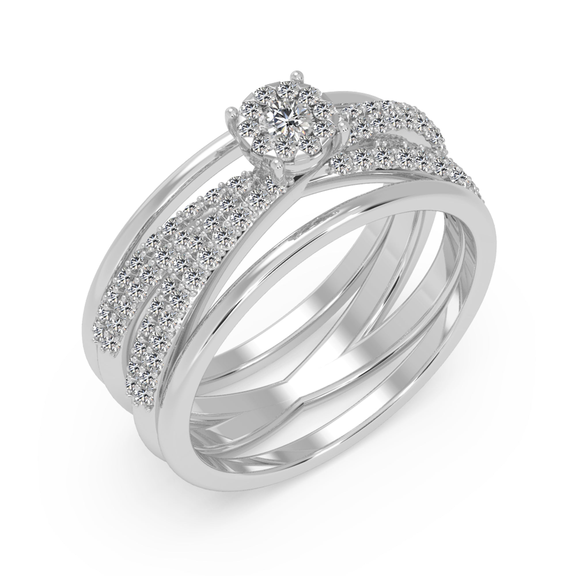 Lab-Grown Diamond Criss-Cross Ring – Multi-Row Statement Band