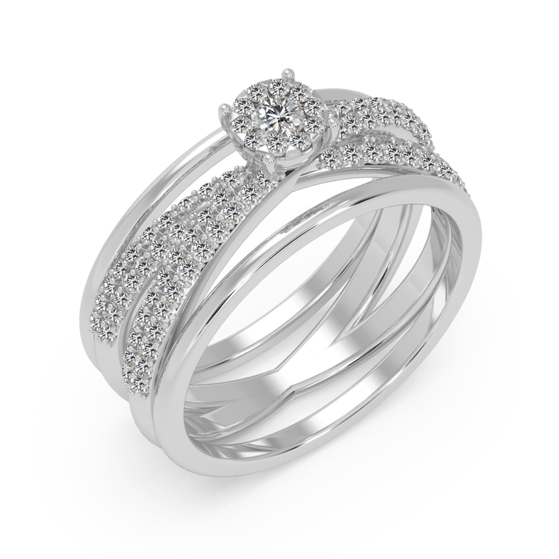 Lab-Grown Diamond Criss-Cross Ring – Multi-Row Statement Band