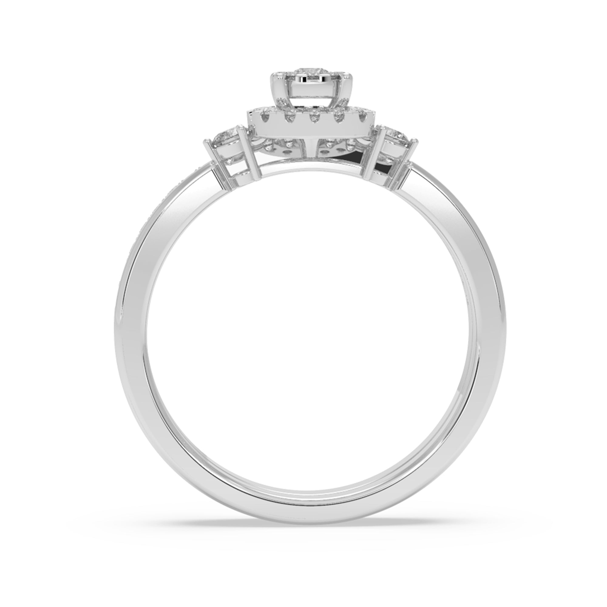 Round Brilliant Lab-Grown Diamond Bridal Duo – Three-Stone Halo Style