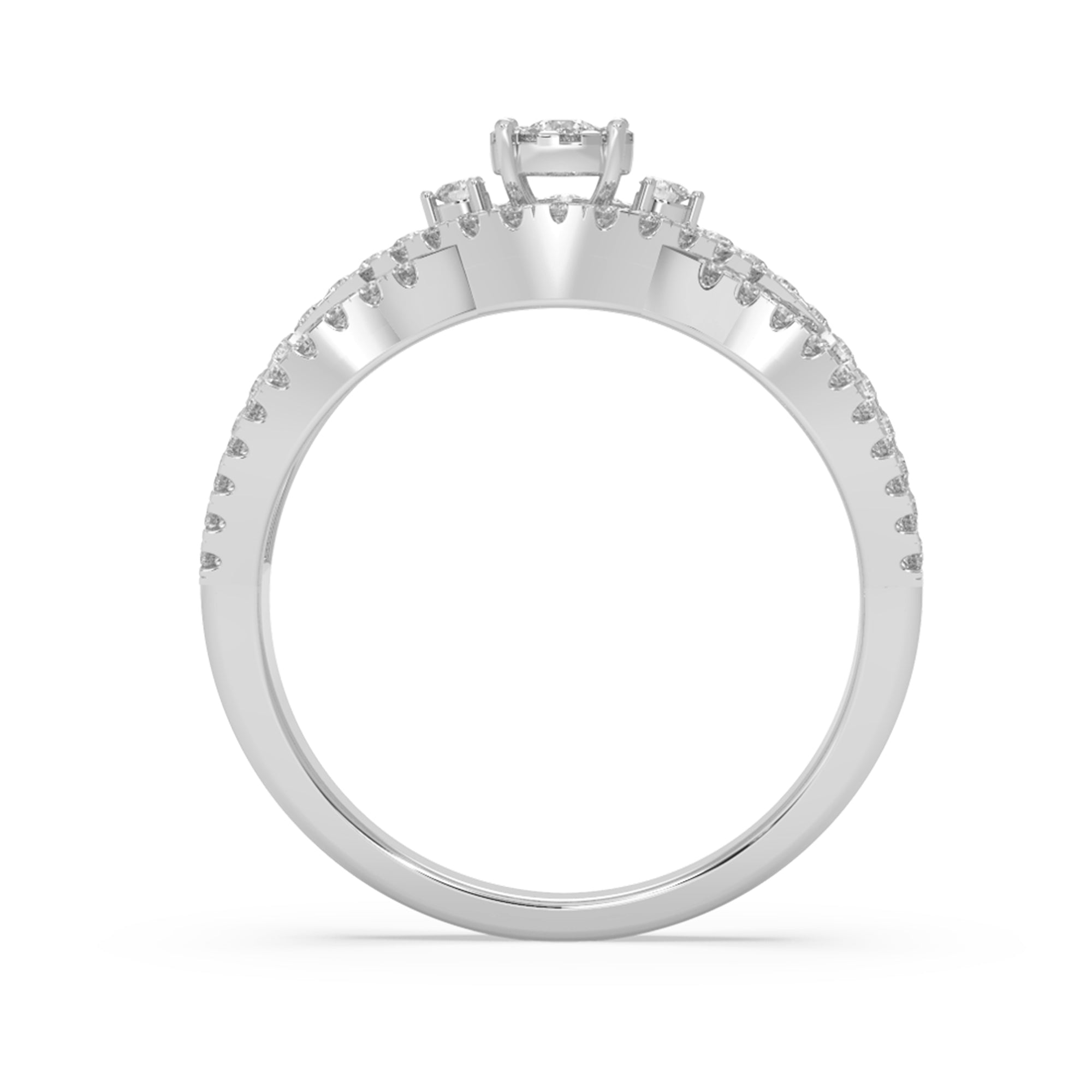 Multi-Row Diamond Halo – Elegant Crossover Statement Ring