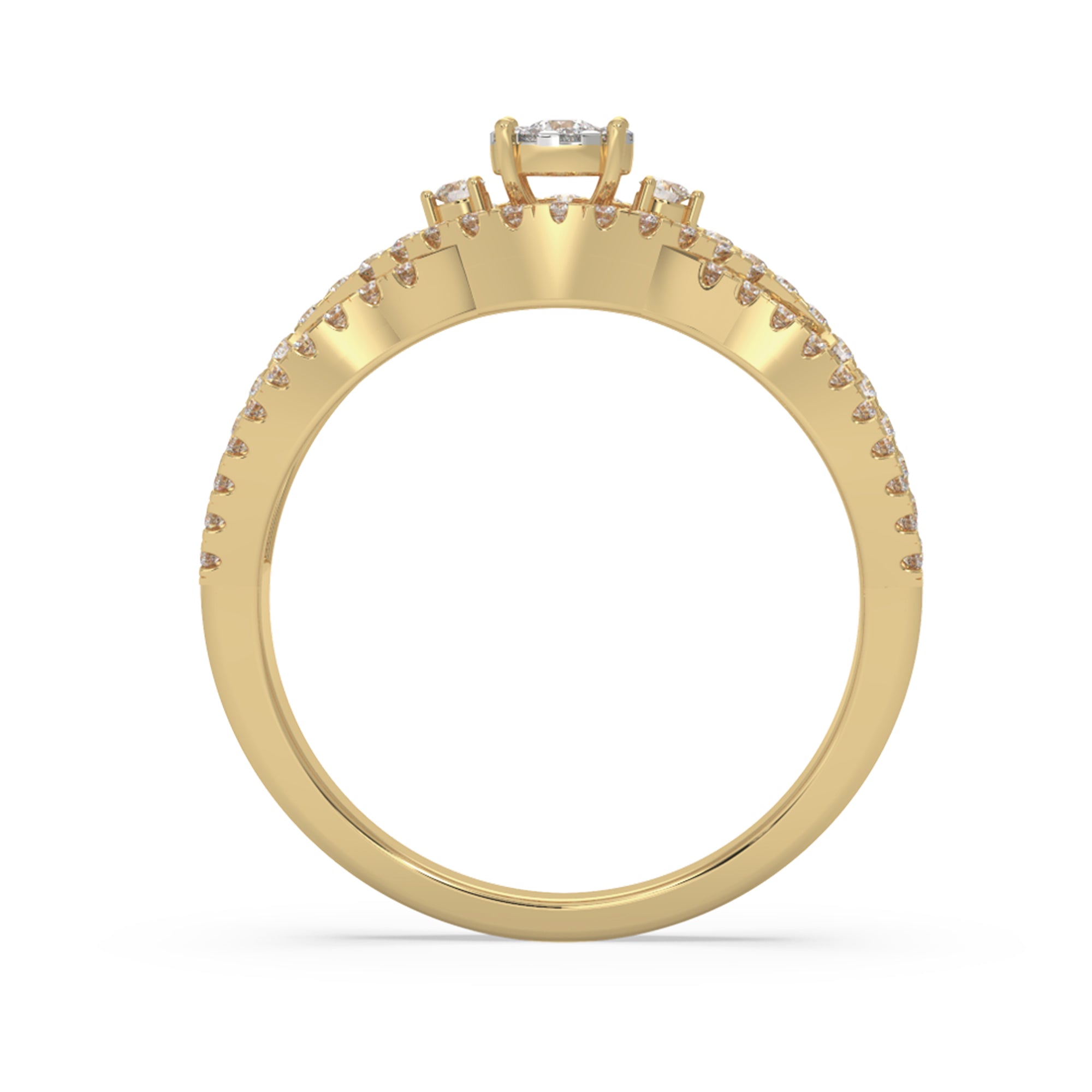 Multi-Row Diamond Halo – Elegant Crossover Statement Ring