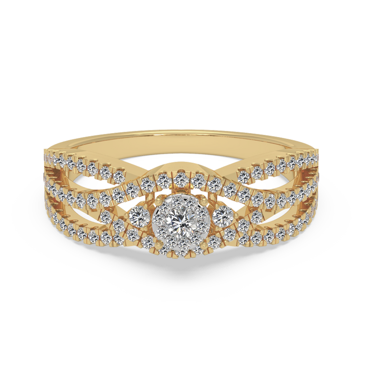 Multi-Row Diamond Halo – Elegant Crossover Statement Ring