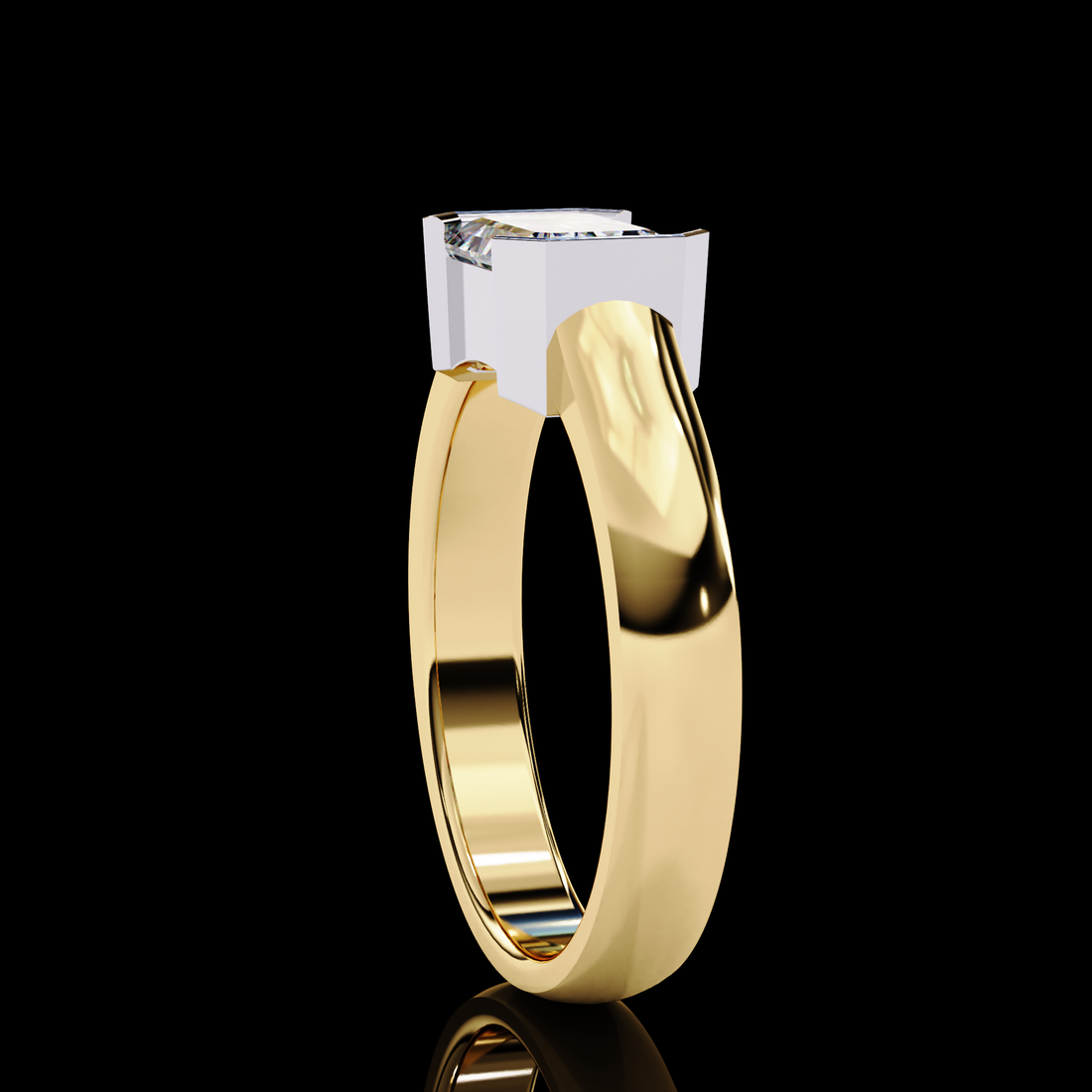 East West Emerald Diamond Ring