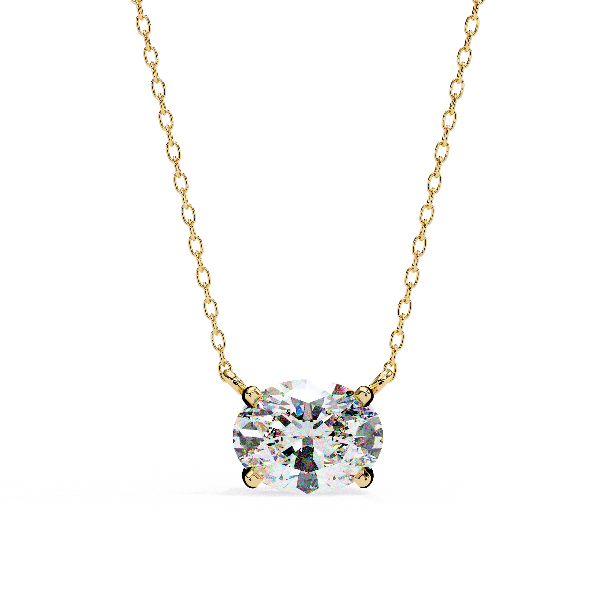 East West Oval Diamond pendant with Chain