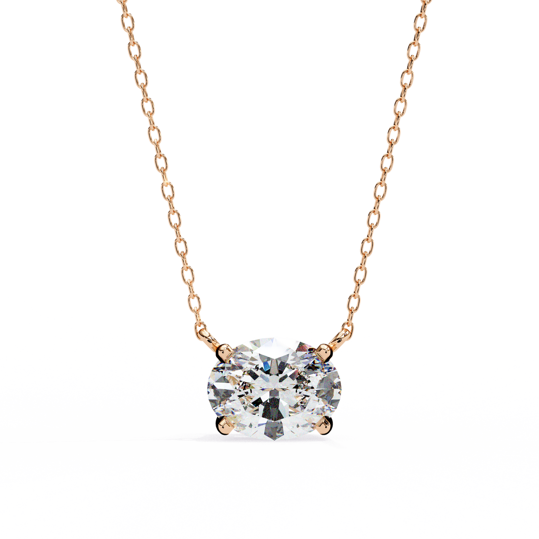 East West Oval Diamond pendant with Chain