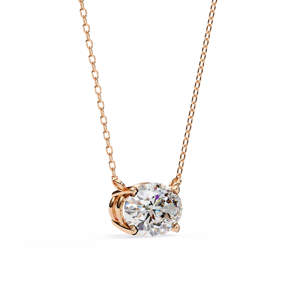East West Oval Diamond pendant with Chain