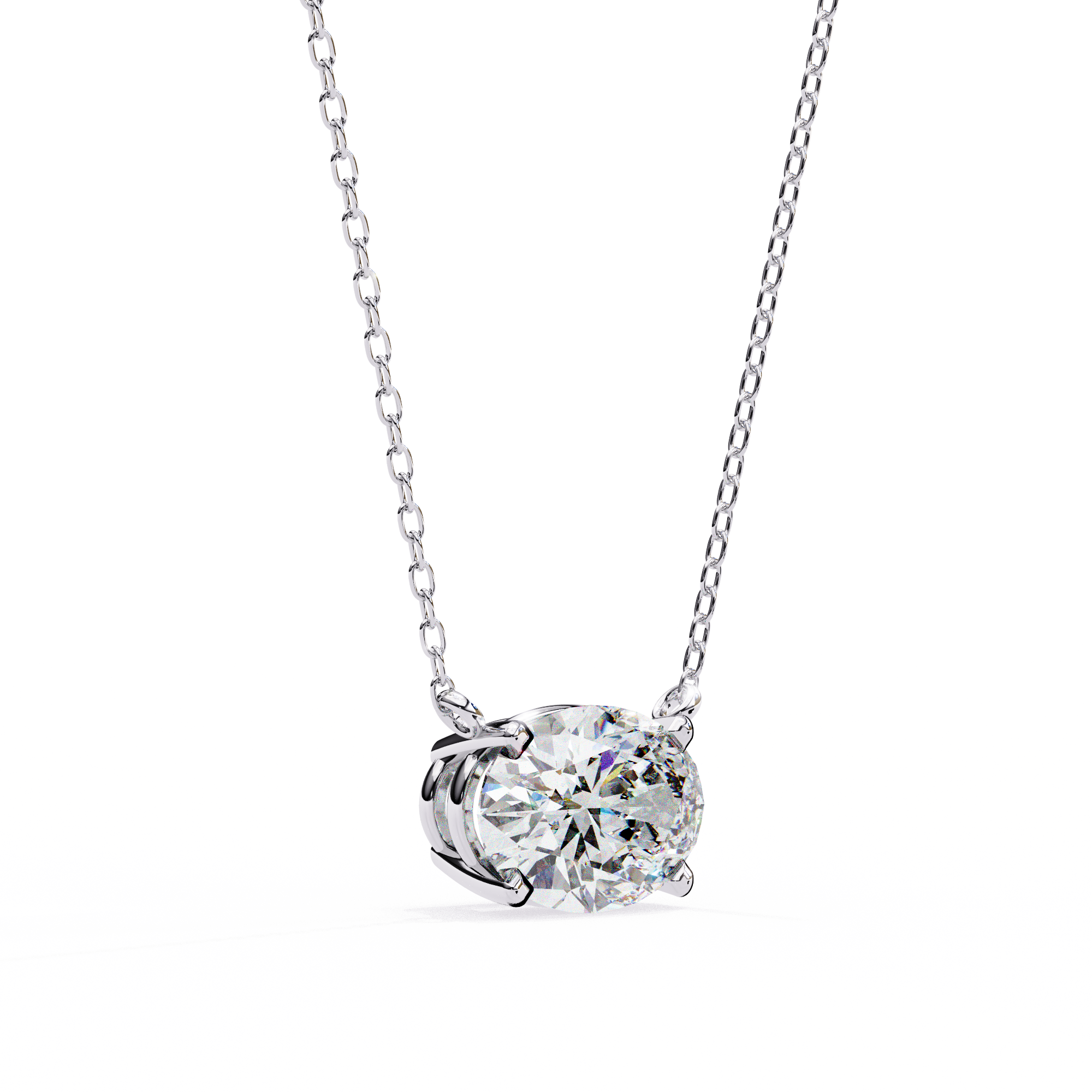 East West Oval Diamond pendant with Chain