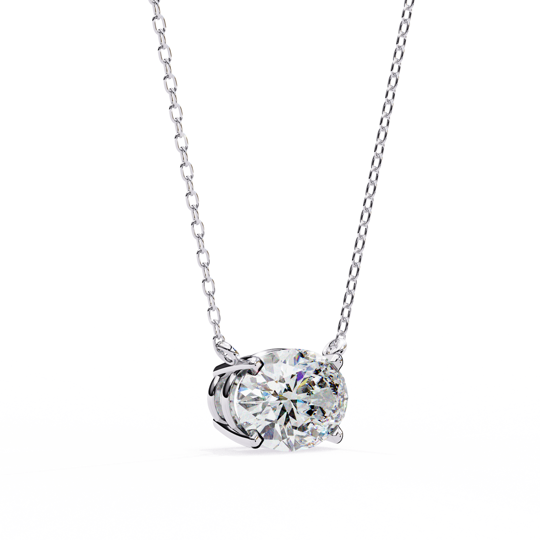 East West Oval Diamond pendant with Chain