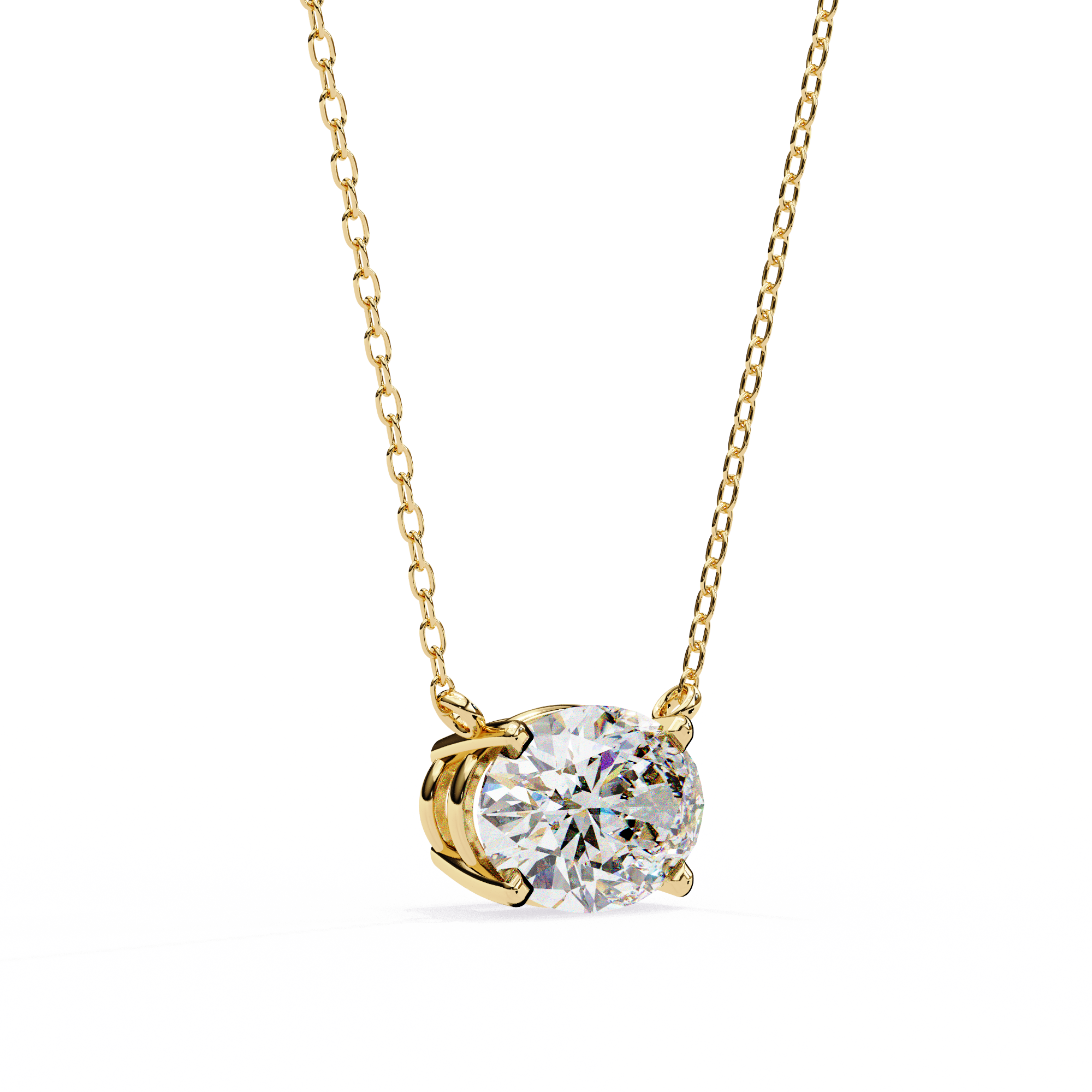 East West Oval Diamond pendant with Chain