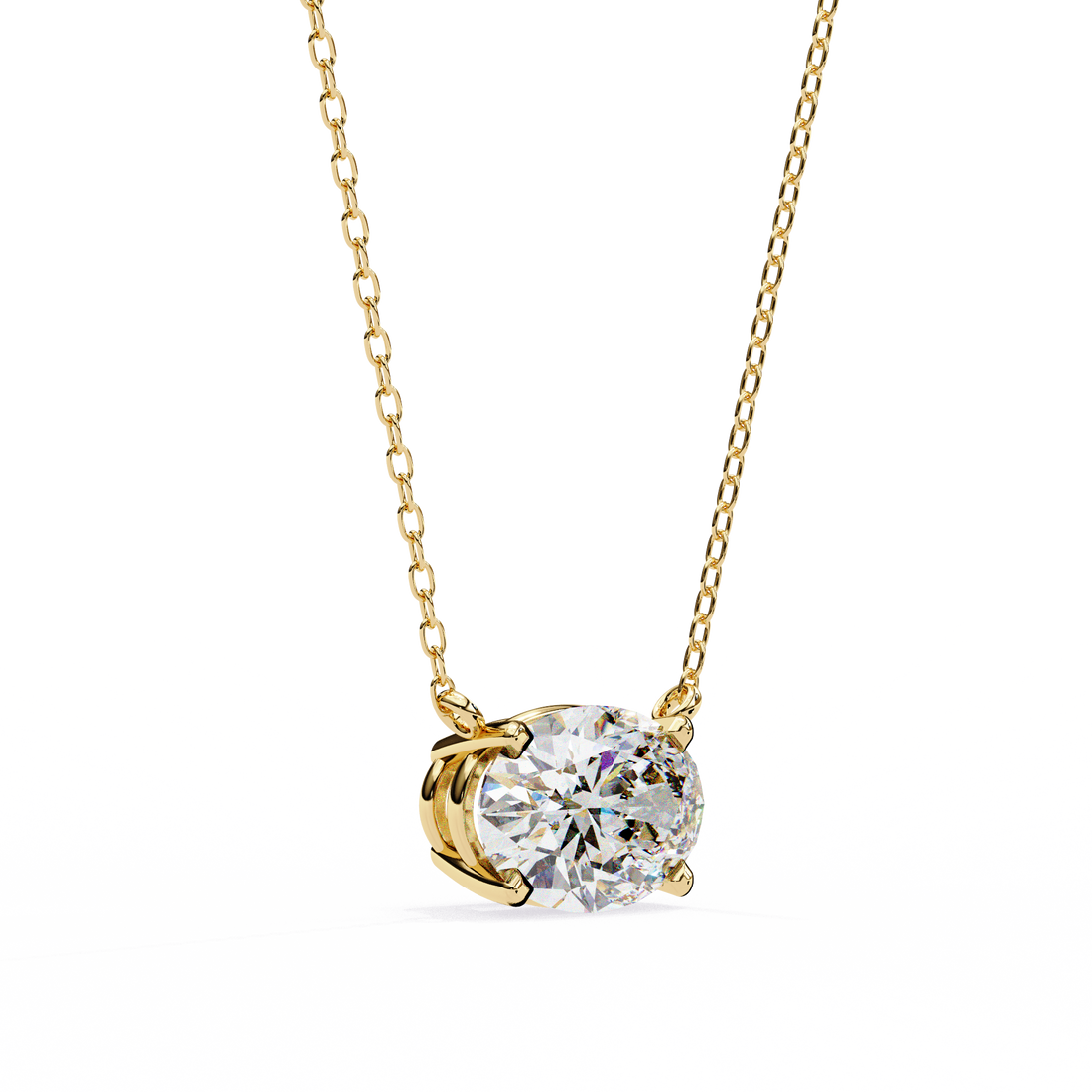 East West Oval Diamond pendant with Chain
