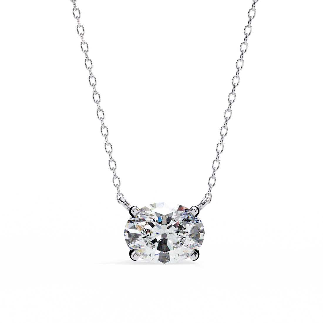 East West Oval Diamond pendant with Chain