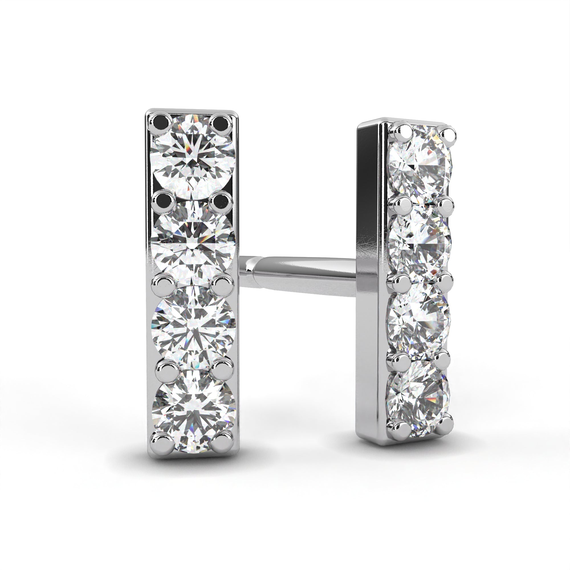 Echo Line Diamond Earrings In 925 Silver
