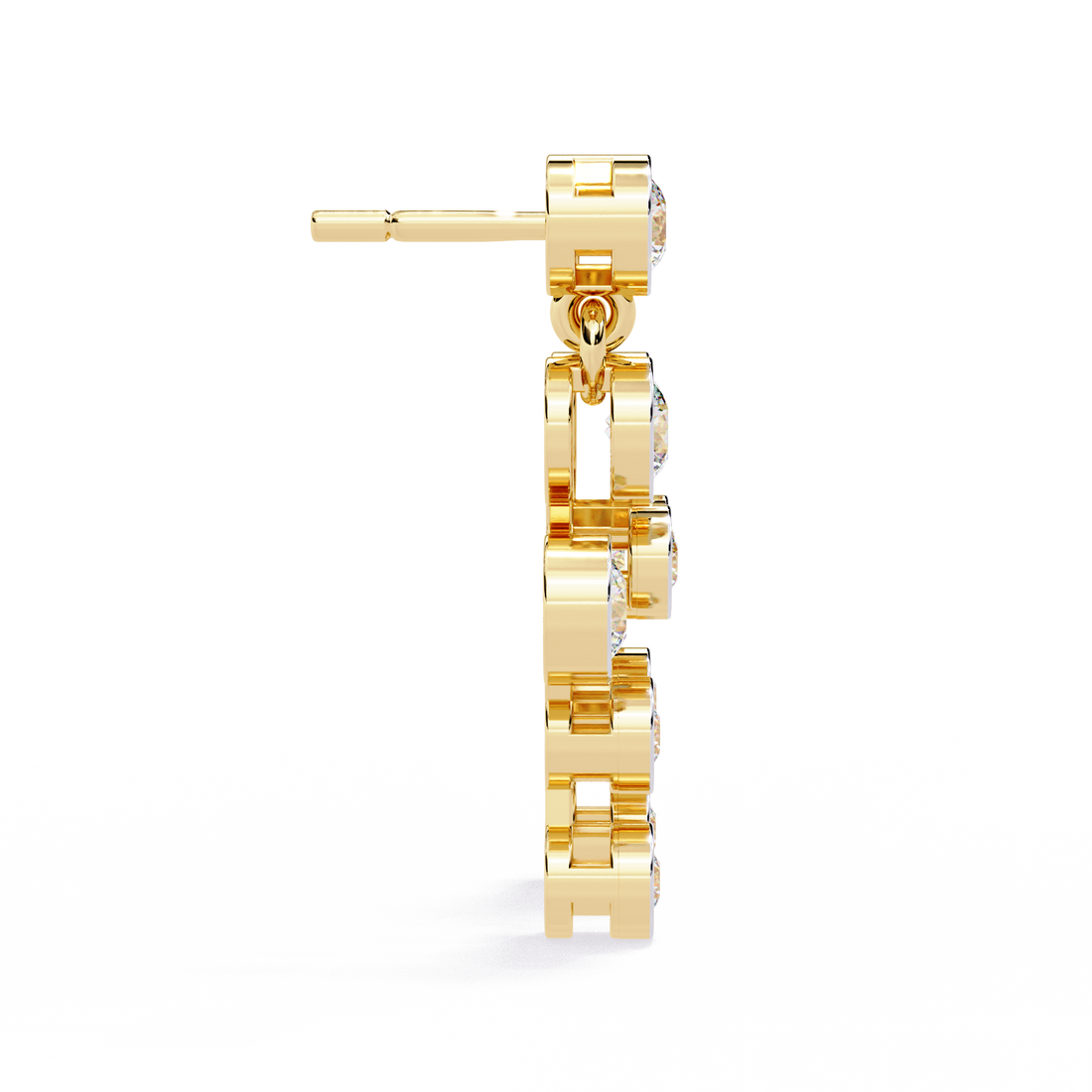 Elegant Bezel Set Statement Modern Cluster Lab Grown Diamond Drop Earrings