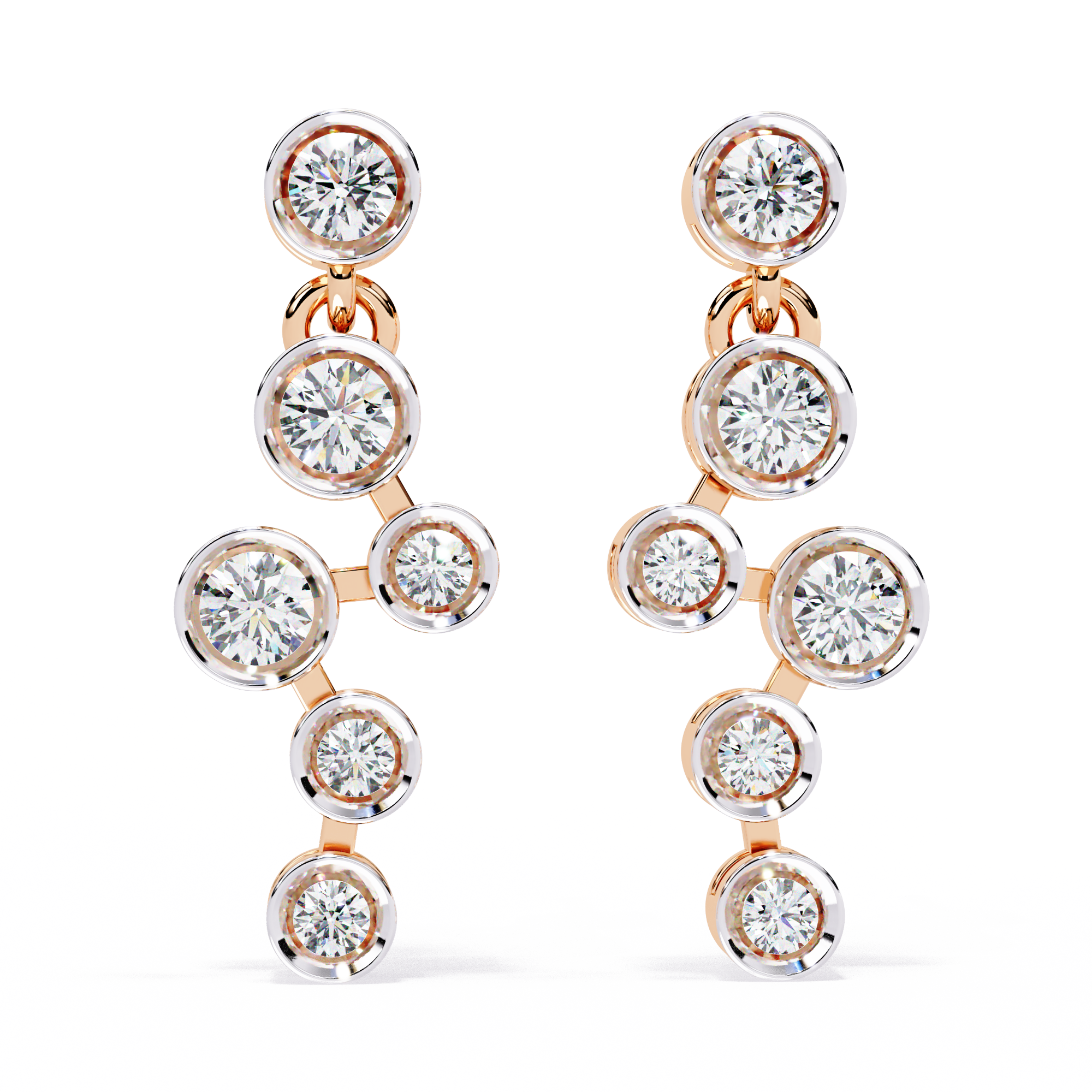 Elegant Bezel Set Statement Modern Cluster Lab Grown Diamond Drop Earrings