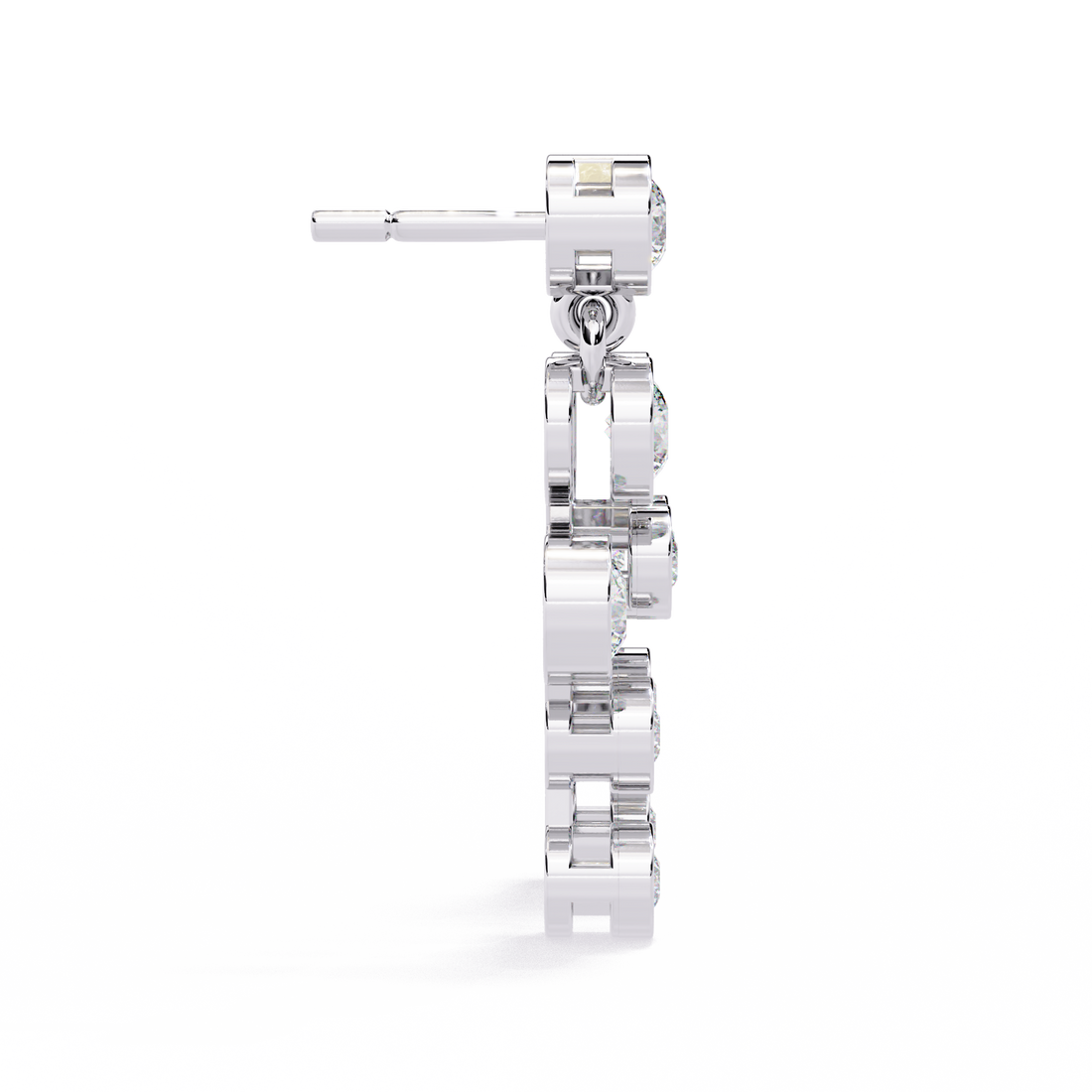 Elegant Bezel Set Statement Modern Cluster Lab Grown Diamond Drop Earrings in 925 silver