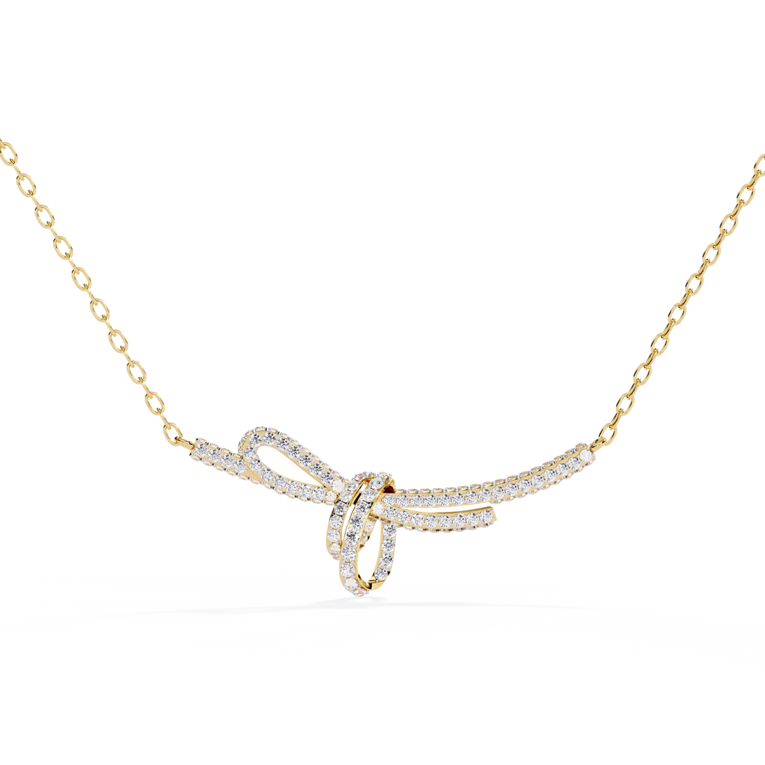 Elegant Bow Design Necklace – Lab Grown Diamonds in with Gold Chain