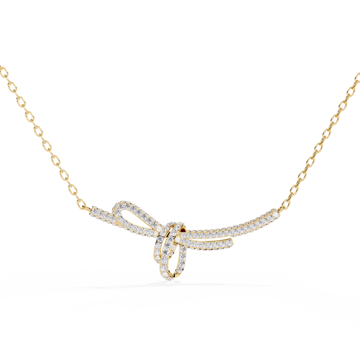 Elegant Bow Design Necklace – Lab Grown Diamonds in with Gold Chain