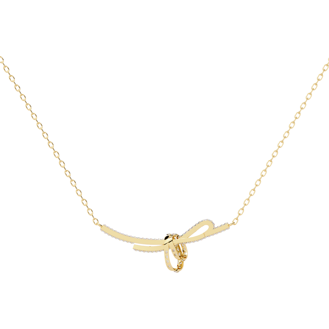 Elegant Bow Design Necklace – Lab Grown Diamonds in with Gold Chain