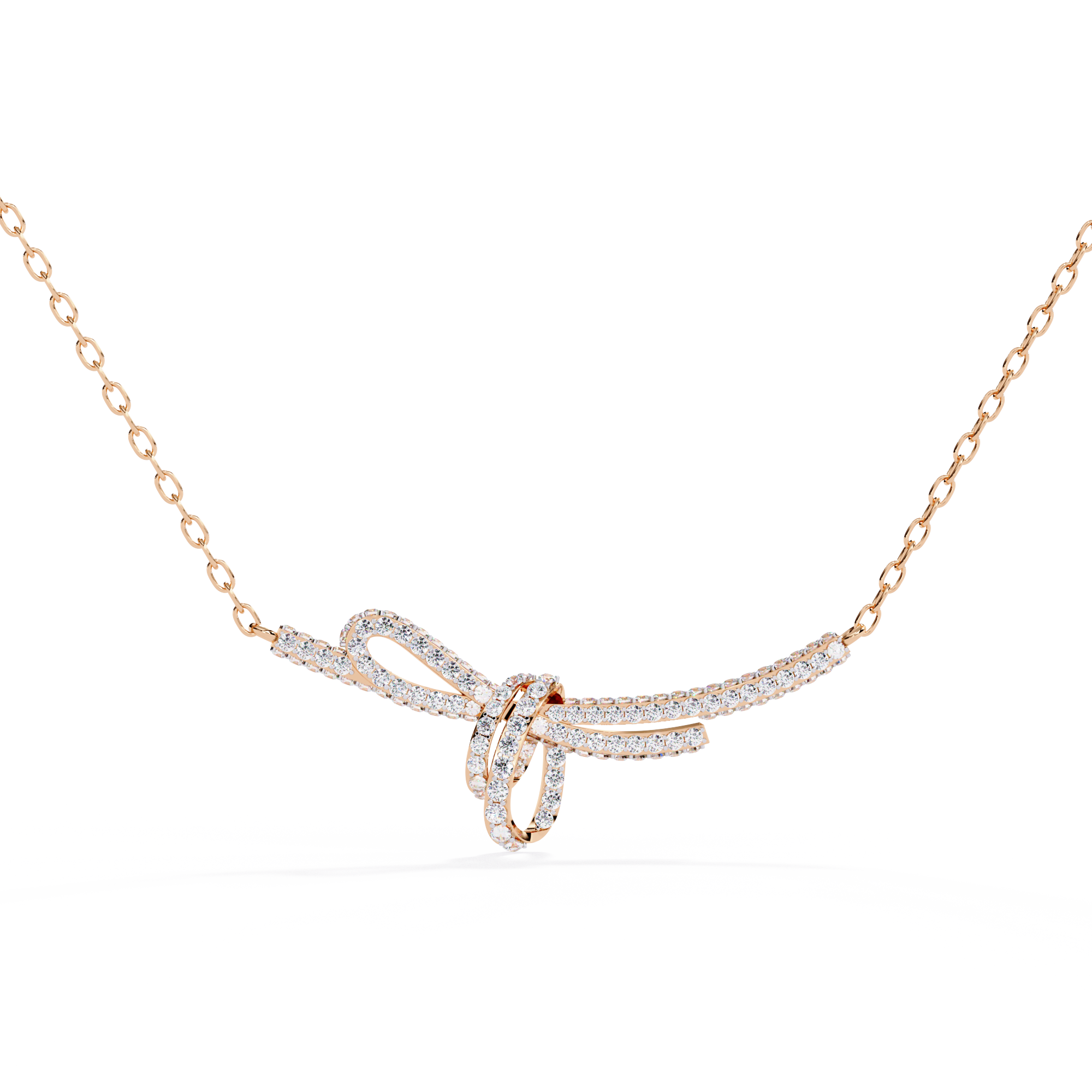 Elegant Bow Design Necklace – Lab Grown Diamonds in with Gold Chain