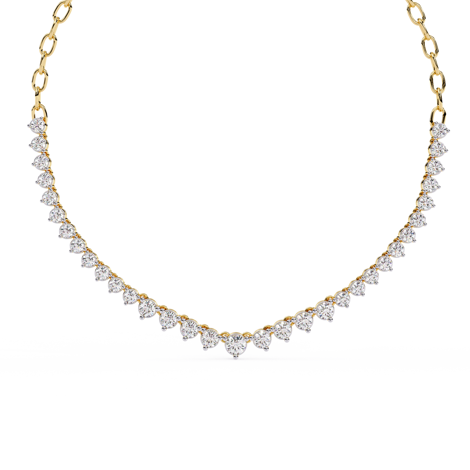Elegant Curved Lab Diamond Necklace