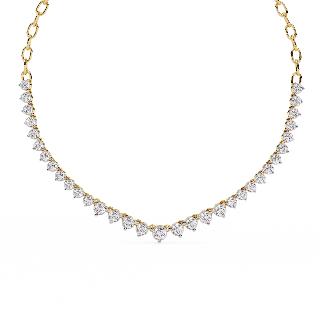 Elegant Curved Lab Diamond Necklace