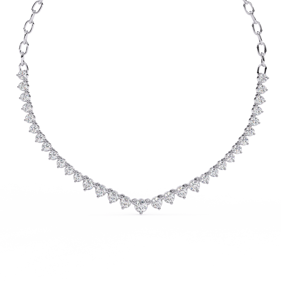 Elegant Curved Lab Diamond Necklace