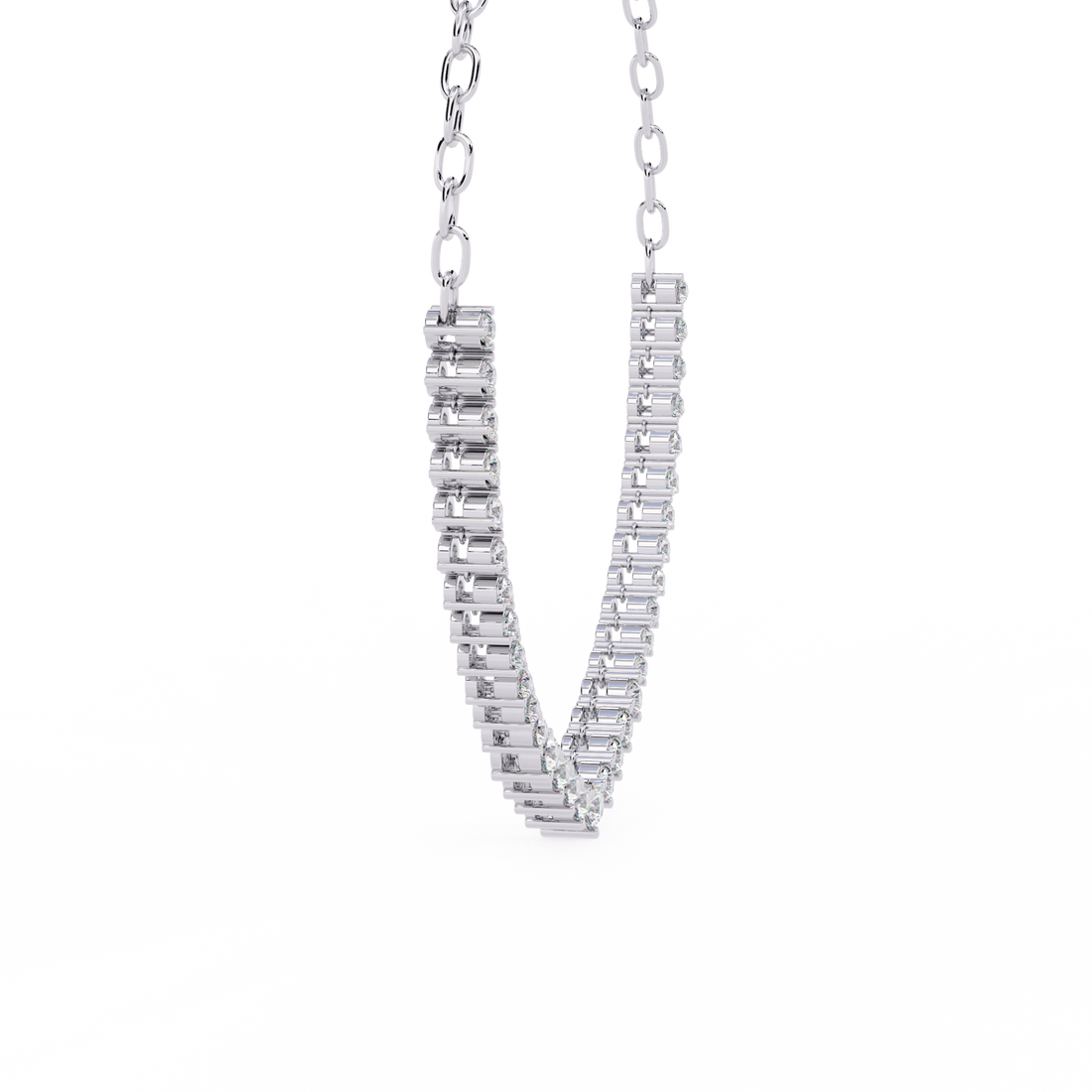Elegant Curved Lab Diamond Necklace