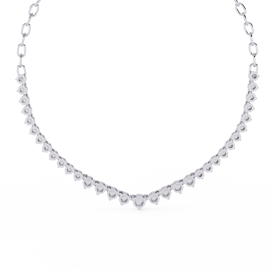 Elegant Curved Lab Diamond Necklace