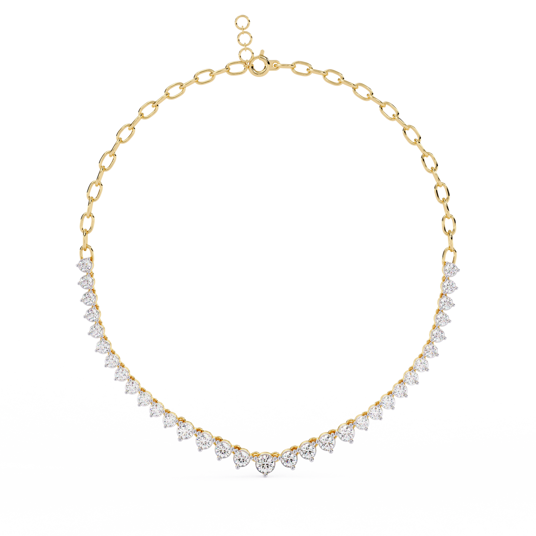 Elegant Curved Lab Diamond Necklace
