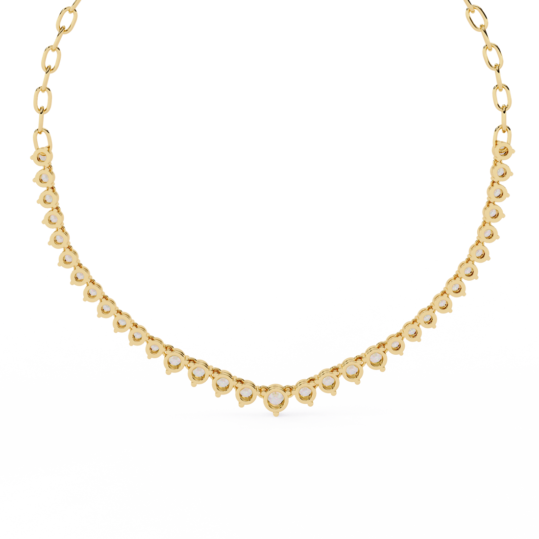 Elegant Curved Lab Diamond Necklace