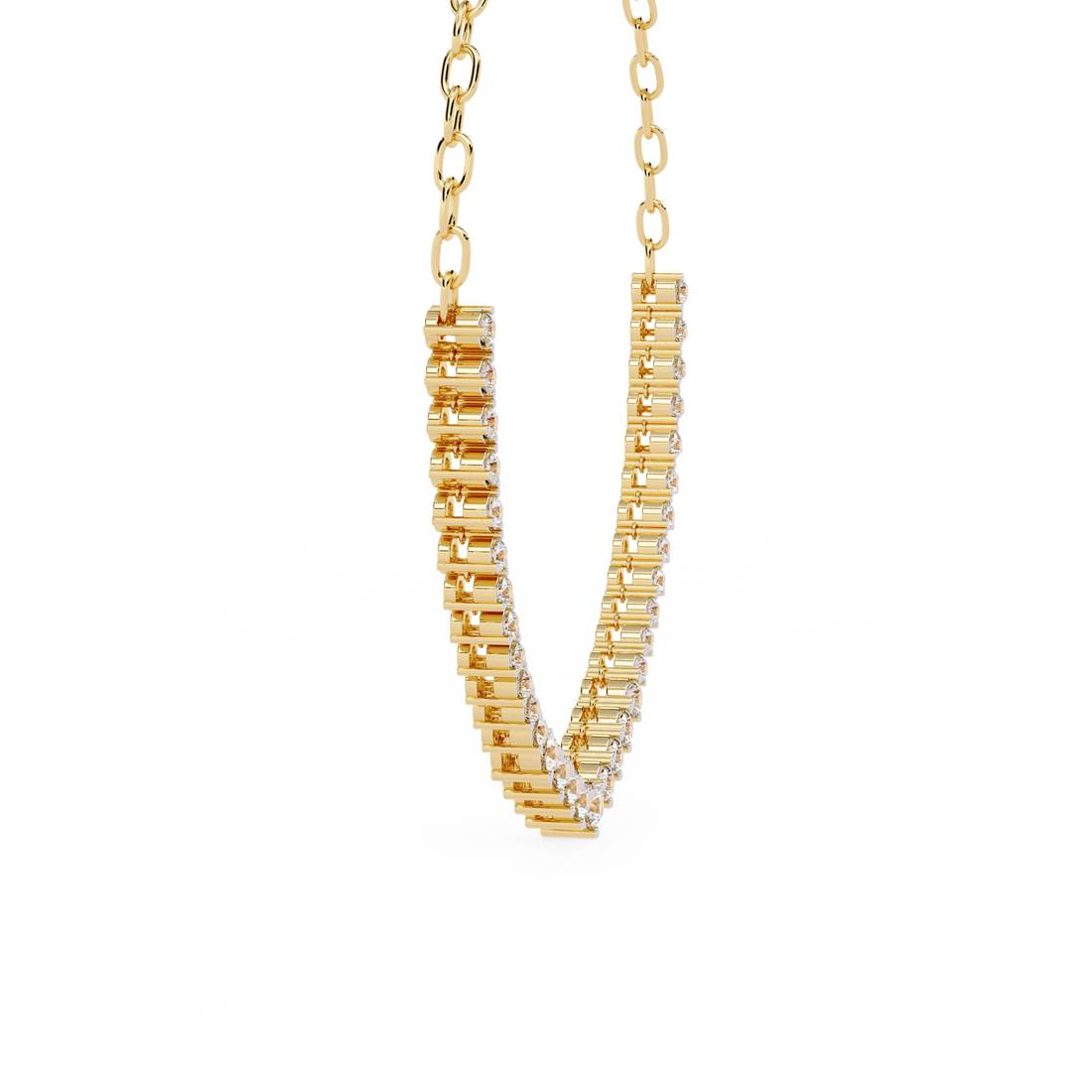 Elegant Curved Lab Diamond Necklace